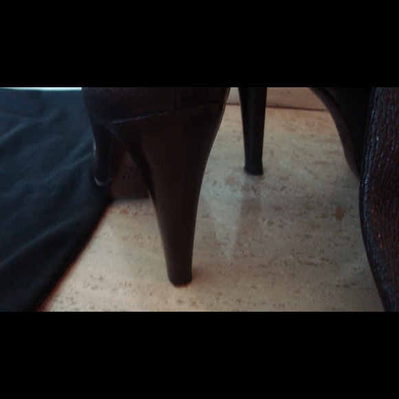 Rocco p brown knee high heel boot with sheen 7 - Picture 9 of 15